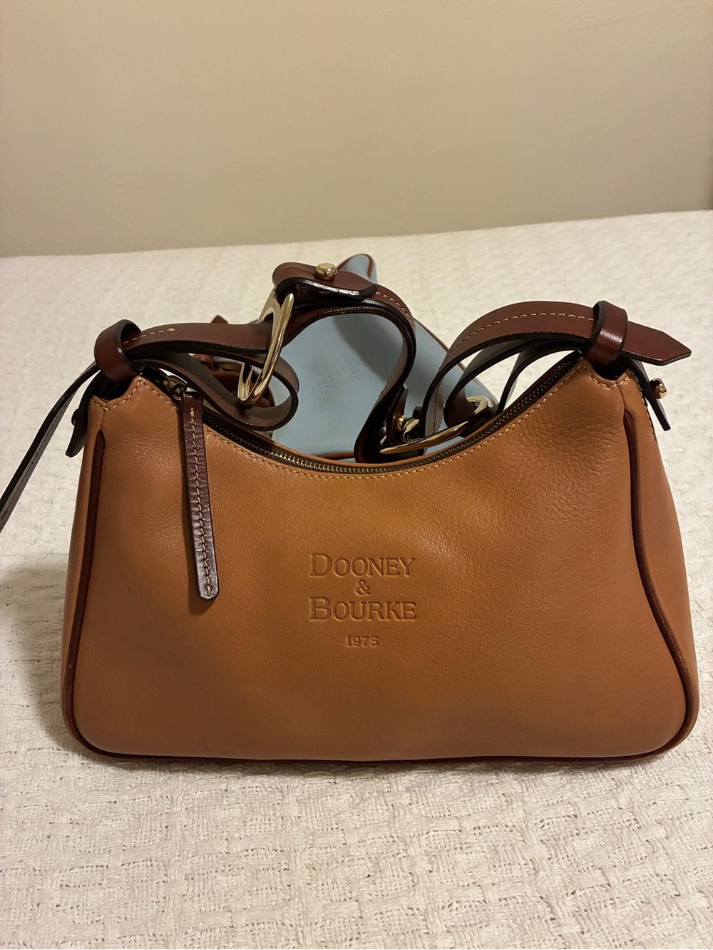 Dooney & Bourke Brown Leather Shoulder Bag with Pink Interior